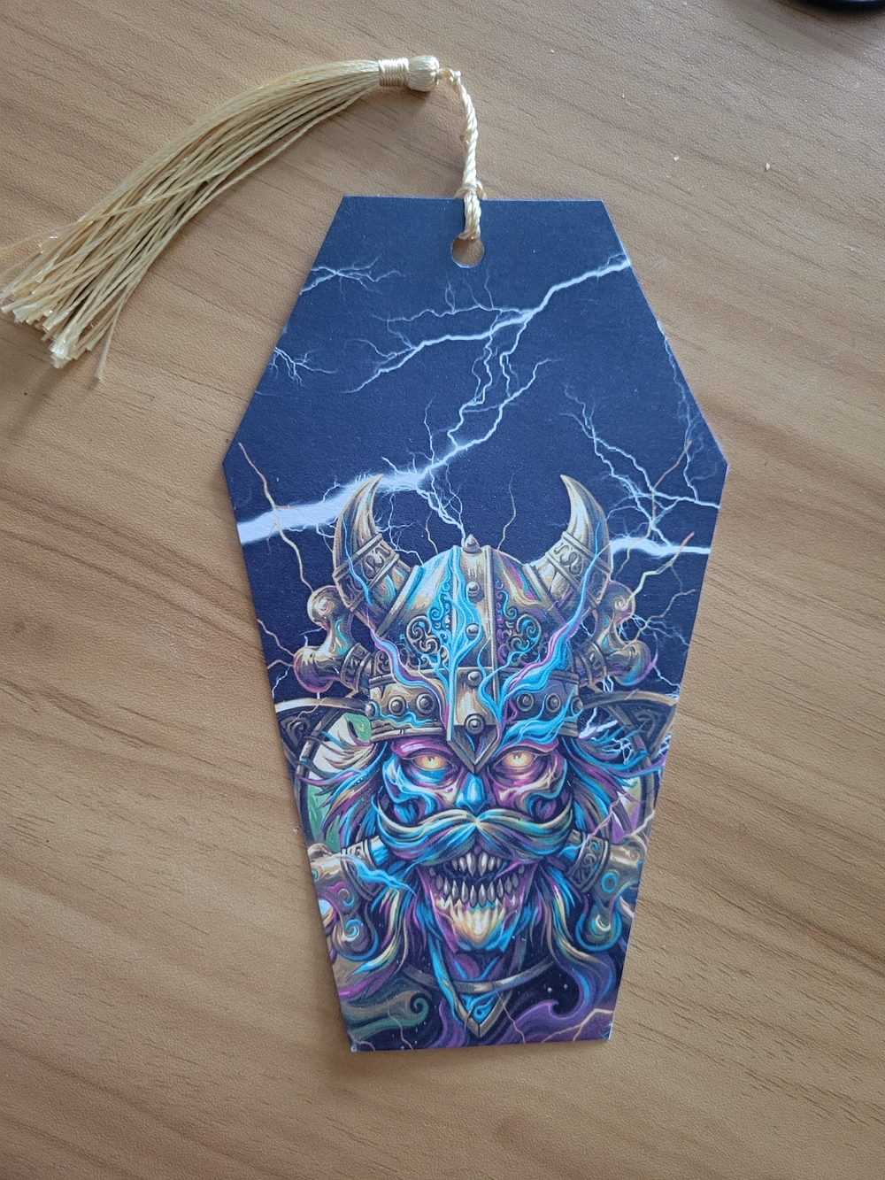 🖤NEW🖤 Vibrant Viking Skull Coffin-Shaped Bookmark - Multicolor